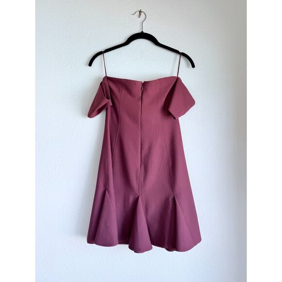 NWOT Cinq à Sept Elva Off-the-shoulder Godet Mini Dress In Elderberry Size 4 - Picture 6 of 13